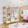 Kids Clothing Rack with Shelves, Bamboo Clothes Garment Rack for Kids Child Baby, Kids Dress Up Storage Rack with Top Shelf, Toddlers Wardrobe Closet for Nursery Image 3