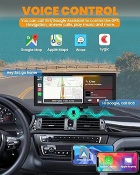 Apple Carplay, 8.88" Car Play Screen for iPhone & Android with 1080P HD Rear & Front Cameras, GPS Navigation, Bluetooth 5.2, Hands-Free Voice Control, Mirror Link, AUX, FM