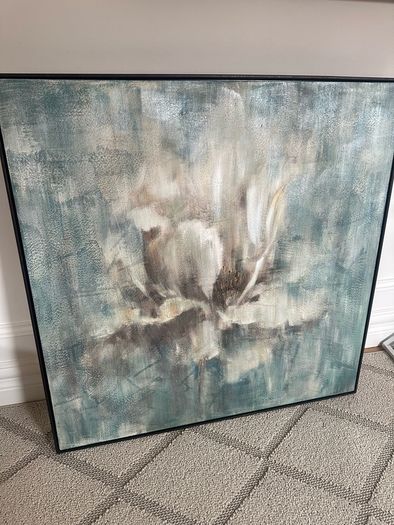 Large Floral canvas with Walnut surround.