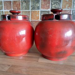 Vintage collectable W.Germany red pots
