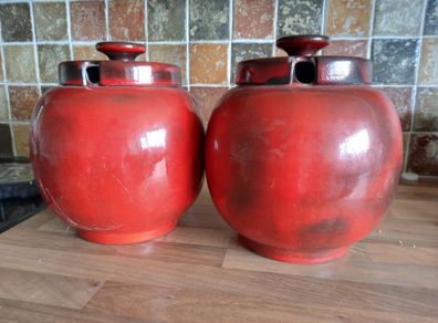 Vintage collectable W.Germany red pots