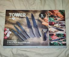 Tower Essentials 6-Piece Non-Stick Knife Set - Grey Stone Finish