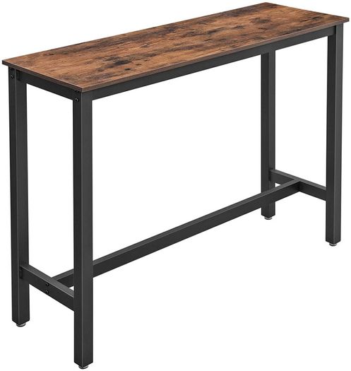 _Bar Table, Fine High Table, Kitchen Table, 120 x 40 x 100 cm, Dining Table, with Sturdy Metal Frame, Easy Assembly, Rustic Brown and Black