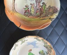 Royal Doulton Large Bowl and smaller bowl  "The Gleaners and Gypsies"  Rare and collectible dishes.