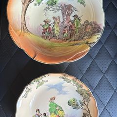 Royal Doulton Large Bowl and smaller bowl  "The Gleaners and Gypsies"  Rare and collectible dishes.