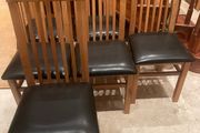 6 x Beautiful Leather &amp; Wooden Kitchen Dining Chairs - Can Deliver