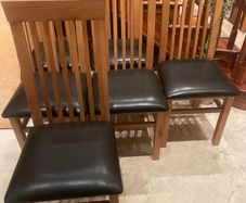 6 x Beautiful Leather & Wooden Kitchen Dining Chairs - Can Deliver