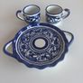 Handmade blue & white espresso cups & saucer Image 3