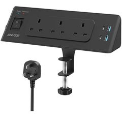 3 Way Plug Extension Socket with 4 USB, Desk Extension Lead 2M with Switch, Surge Protecion Multi Plug Extender for Home Office