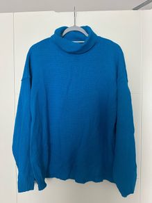 'In the Style' Women's Blue Polo Neck Knit Jumper - Size 8