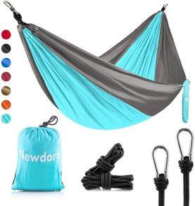 Camping Hammock - Lightweight Nylon Portable Hammock, Best Parachute Double Hammock for Backpacking, Camping, Travel, Beach, Yard. 105"(L) x 56"(W)