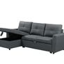 Grey velvet Corner Sofa Bed with Storage 215cm Image 4