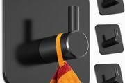 4 Pack Self Adhesive Hooks, Max 8kg Load Capacity, Adhesive Hooks, Tea Towel Hooks, Versatile Self Adhesive Wall Hooks for Use in Bathrooms, Kitchens, Doors Black