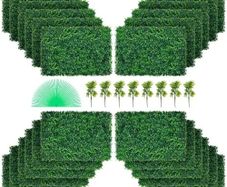 Artificial Boxwood Panel 24" X 16" UV 24pcs Boxwood Hedge Wall Panels Artificial Grass Backdrop Wall 4 cm Green Grass Wall