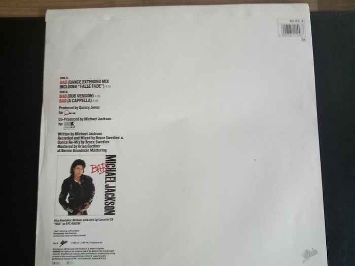Michael Jackson: 'Bad' 12'' Colour Sleeve