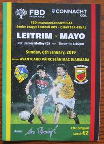 2019 Mayo v Leitrim Connacht GAA Senior Football League Quarter-Final Programme