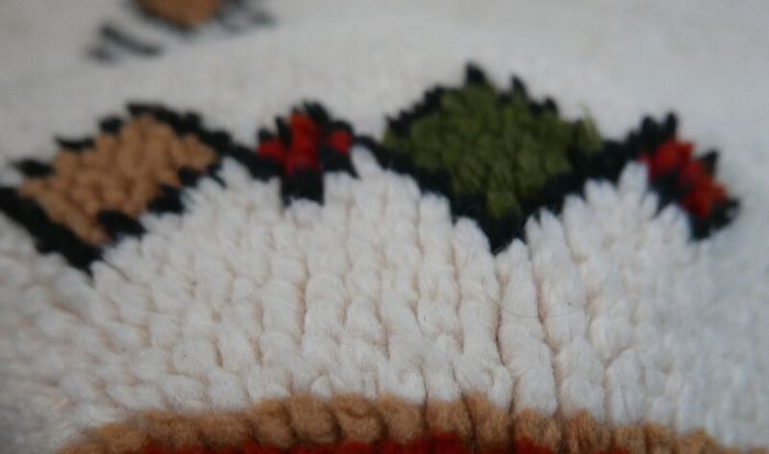 Scandinavian Handmade Thick Wool Rug with geometric pattern 48" X 31"