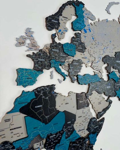 3D Premium Wooden World Map with Country Borders Country Names Capital Names US and Canada Borders and Names World Biggest City Names World Biggest Rivers World Biggest lakes World Main Roads 3D Map Effect