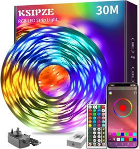 30m Led Strip Lights RGB Music Sync Color Changing, Led Lights with Smart App Control Remote, Led Lights for Bedroom Lighting Flexible Home Decoration