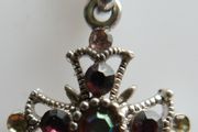 Vintage Silver Plated Cross With Multi-Color Stones Necklace length 20"