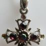 Vintage Silver Plated Cross With Multi-Color Stones Necklace length 20" Image 5