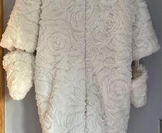 Little John Rocha white fur with flower pattern Pram suit Sz 3-6 mths EUC