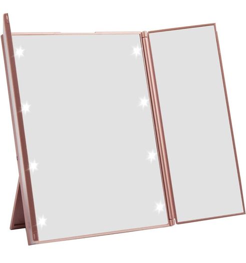 Lighted Trifold Mirror for Beauty Makeup Travel Mirror Compact (FREE POSTAGE)