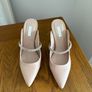 Nude Pointed Toe Mule Heels with Diamante Strap Image 3