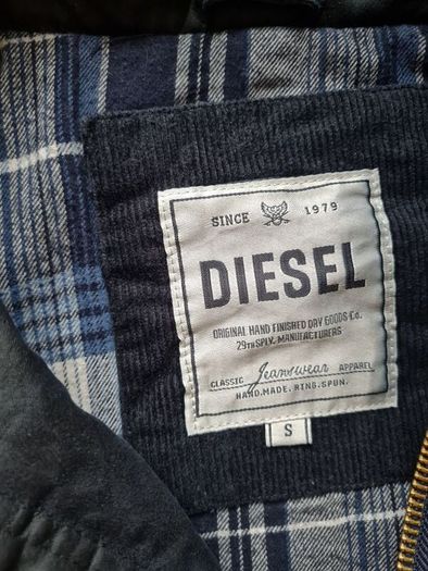 Diesel waxed style parka coat size small pit to pit 18" Navy Cotton/polyester In excellent condition