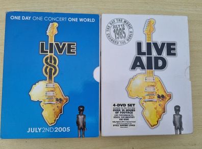 Official DVD releases of two historic charity concerts: Live 8  (2005) and Live Aid (1985)