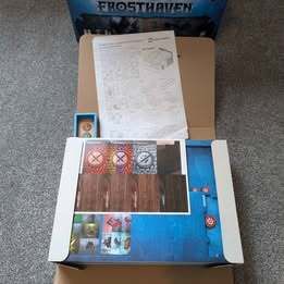 Frosthaven Board game including folded space inserts, map archive, solo scenarios, removable sticker