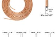 3/16" x 25ft/7.6m Copper Plated Brake Pipe, OD 4.76mm, ID 3.3mm with 16 Nuts