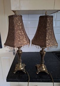 Beautiful pair of vintage metal table lamps