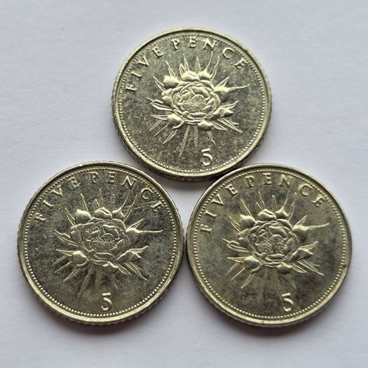 Gibraltar 3 Coins 5p Candytuft Flower