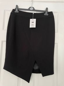 Savida (Dunnes Stores) Black Asymmetric Hem Skirt - Size 12- New with Tags