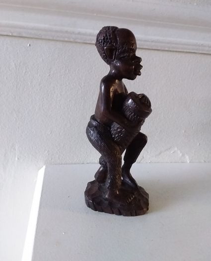 African Hand Carved Wooden Sculpture/Figure - Tribal Drummer