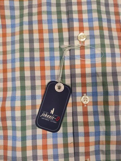 New Johnnie-O Performance Rayon Blend Check Shirt Mens Medium RRP 138 Euro