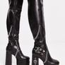 Lamoda black chunky over the knee boots with chains Image 3