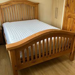 Oak Bed Double & Mattress