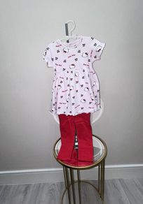 Girls Pink & Red Hello Kitty Dress & Leggings from Primark Age 9-12 months / EU 74cm