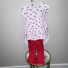 Girls Pink & Red Hello Kitty Dress & Leggings from Primark Age 9-12 months / EU 74cm