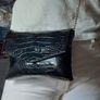 Black Croc Patent Leather Shoulder Bag / Envelope Clutch with Silver Chain Image 2