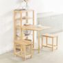 Folding Dining Table Dining Room Table Kitchen Table with 5 Storage Shelves, Image 2