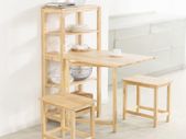 Folding Dining Table Dining Room Table Kitchen Table with 5 Storage Shelves,