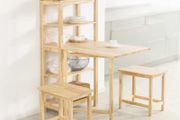 Folding Dining Table Dining Room Table Kitchen Table with 5 Storage Shelves,