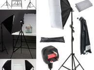 main image for ad 2x Photo Studio 135W Bulbs Softbox Continuous Lighting Soft Box Light Stand Kit