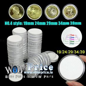 50Pcs 51mm Round Clear Plastic Coin Holder Capsules for 19 24 29 34 39mm