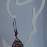 Antique Copper Filigree Iridescent Crystals & Turquoise Loop Hoop Earrings Image 6
