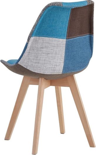 Set of 4 or 6 Dining Chairs with blue Patchwork