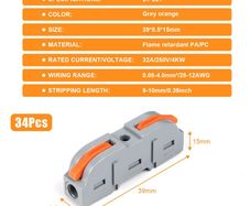 Wire Connectors, 34PCS Electrical Connectors Quick Dual Wire Terminal Block, 2 Pin Peel-free Push-type Design Connectors, 18-22AWG Wire Quick Splice Connector Wire Crimp Terminal